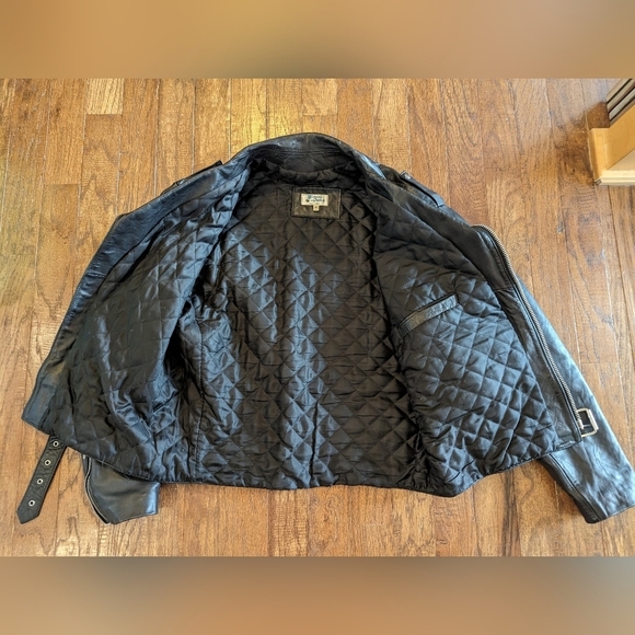 Vintage 1980's Heavy Genuine Leather Motorcycle Jacket, Size 46  L/XL - Picture 11 of 17